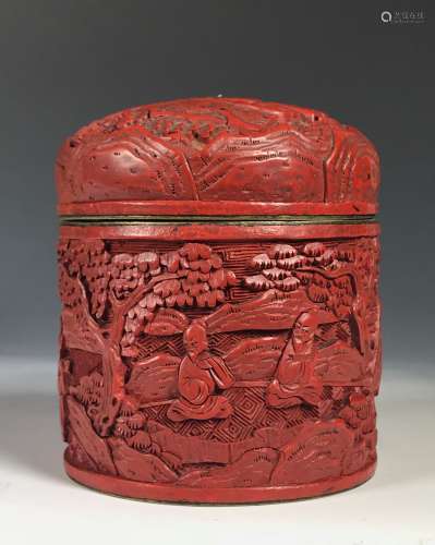 CINNABAR LACQUERED COVERED JAR