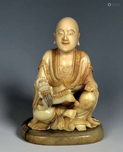 CARVED SOAPSTONE FIGURE OF LOHAN