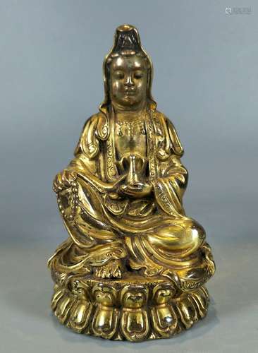 GILT BRONZE FIGURE OF GUANYIN