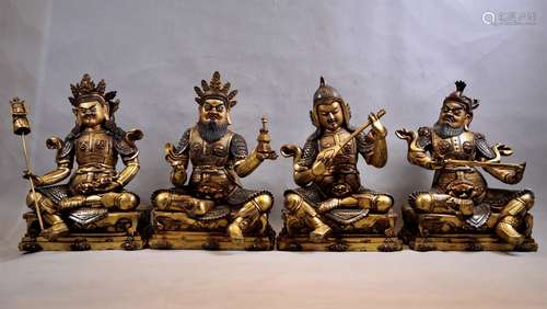 SET OF FOUR GILT BRONZE FIGURES