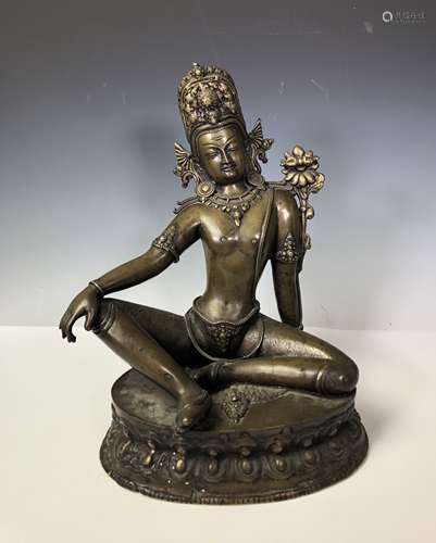 BRONZE FIGURE OF GREEN TARA