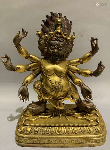 GILT BRONZE FIGURE OF MAHAKALA