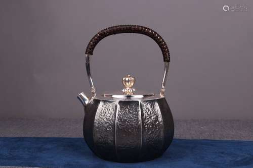 JAPANESE SILVER TEA POT WITH MARK