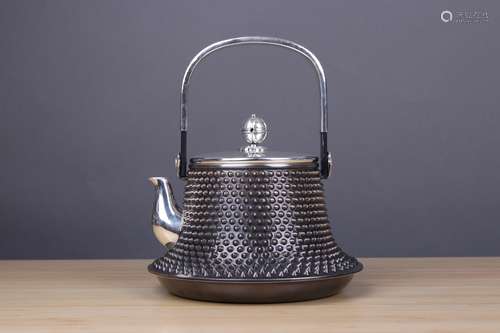 JAPANESE SILVER TEA POT WITH MARK