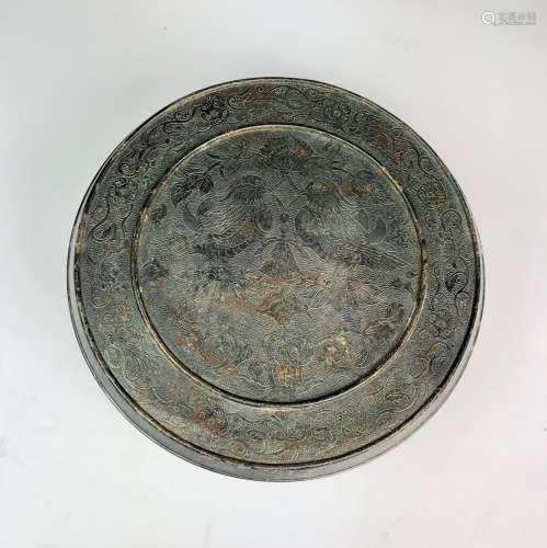 TANG DYNASTY BRONZE COVERED BOX