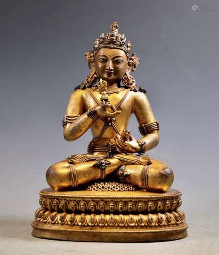 A GILT BRONZE FIGURE OF VAJRADHARA.