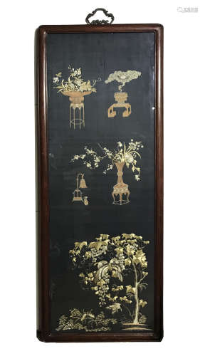 FRAMED CHINESE EMBROIDERED SILK PANEL