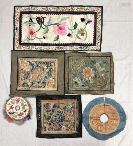 SET OF 6 CHINESE SILK EMBROIDERED PIECES