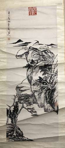 CHINESE INK ON PAPER PAINTING SIGNED BY