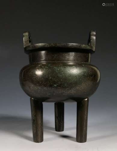 BRONZE TRIPOD CENSER WITH MARK