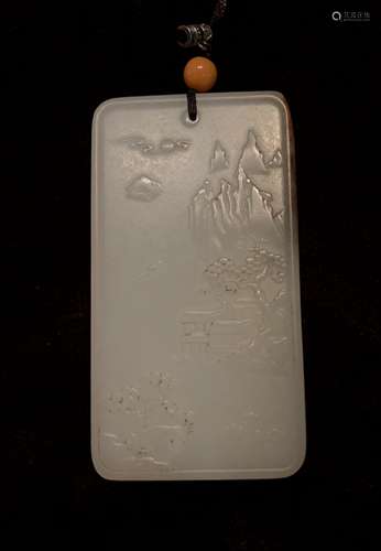 CARVED WHITE JADE PLAQUE