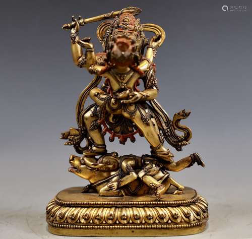 GILT BRONZE FIGURE OF SAMVARA WITH YOGINI