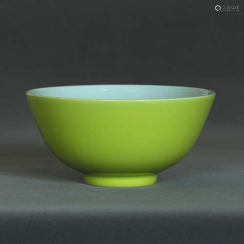 YELLOW GLAZED FAMILLE ROSE BOWL, QIANLONG MARK