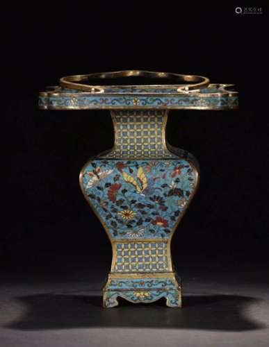 CLOISONNE ENAMEL BRONZE BASKET WITH MARK