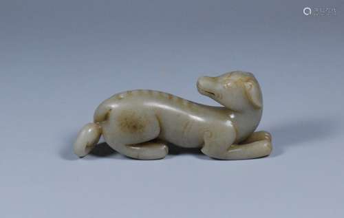 JADE CARVING OF A LYING DOG