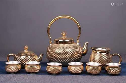 SET OF JAPANESE SILVER TEAPOT AND CUPS