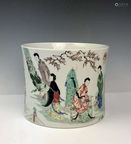 FAMILLE ROSE PORCELAIN BRUSH POT