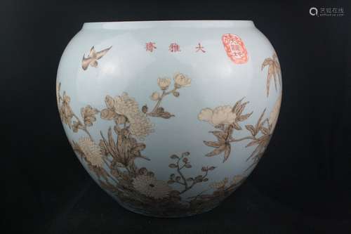 PORCELAIN FLOWER BOWL WITH MARK