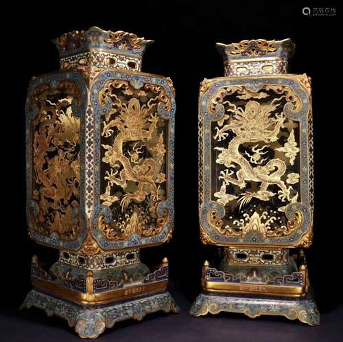 PAIR OF GILT CLOISONNE LANTERN, QIANLONG MARK