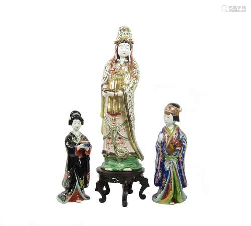 Circa 1900 Two Arita figures of geishas and another figure