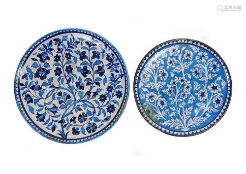 19th century Two Iznik-style saucer dishes