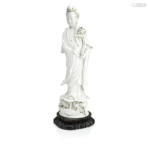 Early 20th century A large blanc-de-chine figure of Guanyin