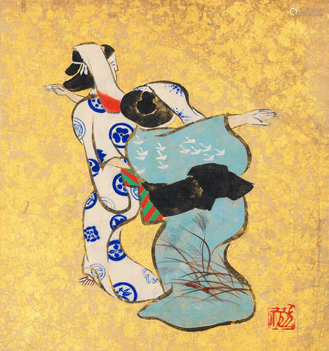 Meiji era Three album paintings in the Neo-Rinpa-style