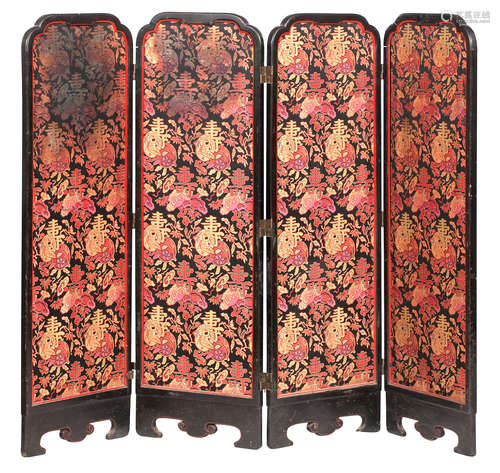 Early 20th century A four-fold dressing screen