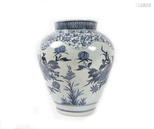 Meiji era An Arita blue and white baluster vase