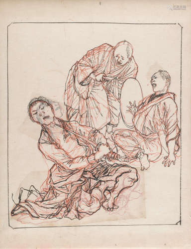 Four preparatory drawings Meiji era (1868-1912) Tsukioka Yoshitoshi (1839-1892)