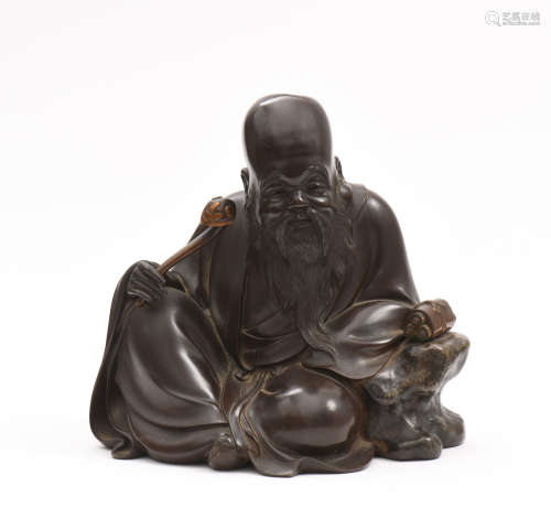 JAPON, XIXe siècle  Sculpture de Jurojin en bronze