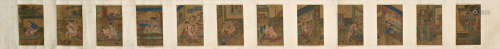 CHINE, vers 1900  Ensemble de douze feuilles sur soie