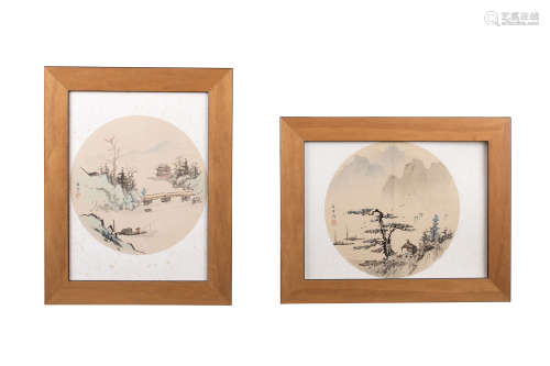 CHINE, XXe siècle  Paire de peintures encre et couleurs sur soie,