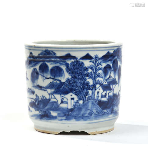 CHINE, milieu du XXe siècle  Porte-pinceaux bitong sur petit talon en porcelaine