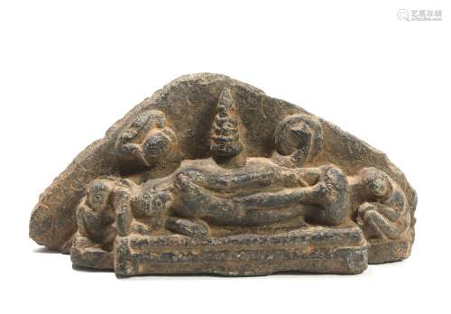 INDE, Époque Pala, XI-XIIe siècle  Élément en schiste noir