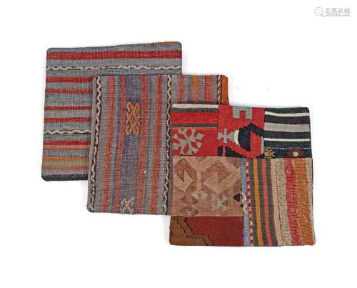 PERSIAN RUG FRAGMENT COVERED CUSHIONS