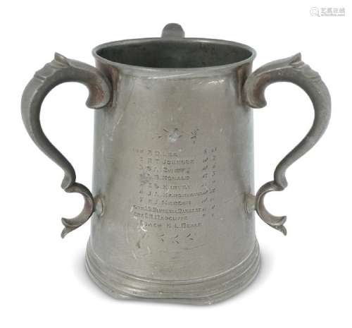 THREE HANDLED PEWTER TROPHY CUP