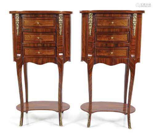 PAIR OF WALNUT AND ORMOLU OCCASIONAL CHESTS