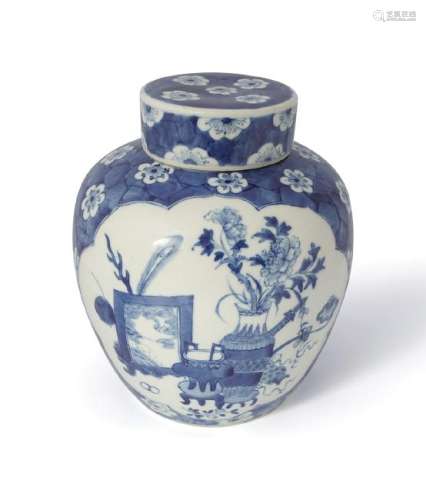 CHINESE QING PERIOD BLUE AND WHITE GINGER JAR