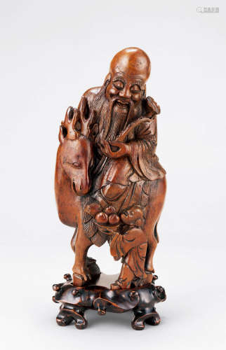 18世纪 竹雕寿星童子像