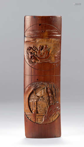 17～18世纪 竹雕乘槎图臂搁