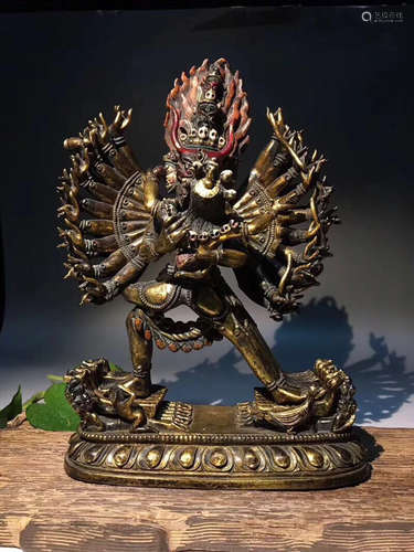 A BRONZE CARVED JINGANG BUDDHA STATUE