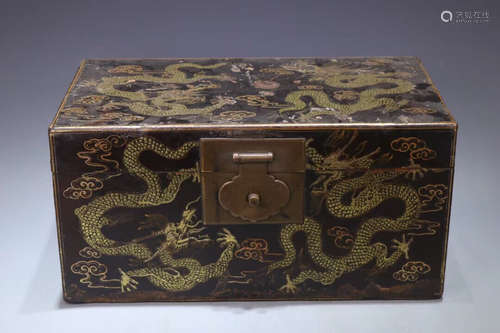 A DRAGON PATTERN LACQUERWARE BOX