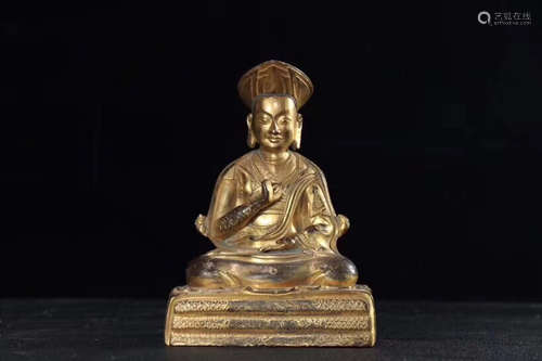 A BUDDHA DESIGN GILT BRONZE ORNAMENT