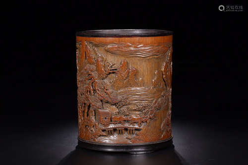 A STORY DESIGN OLD BAMBOO BRUSH POT