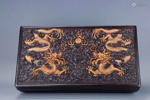 A DRAGON PATTERN OLD ROSEWOOD BOX