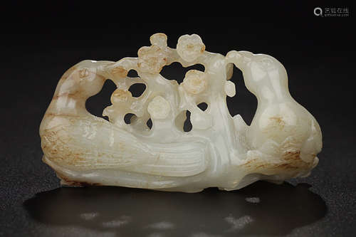 17-19TH CENTURY, A BIRD DESIGN HETIAN JADE ORNAMENT, QING DYNASTY