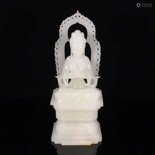 A GUAN YIN DESIGN HETIAN JADE ORNAMENT