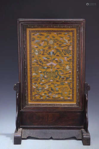 17-19TH CENTURY, A STORY DESIGN LACQUERWARE TABLE SCREEN, QING DYNASTY