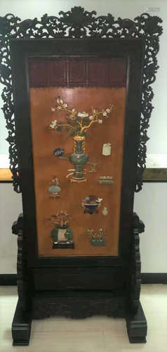 A FLORAL PATTERN ROSEWOOD MIRROR